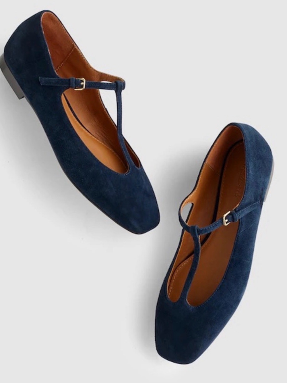 Madewell The Mylie T-Strap Flat in Deep Indigo Blue Suede Size 6